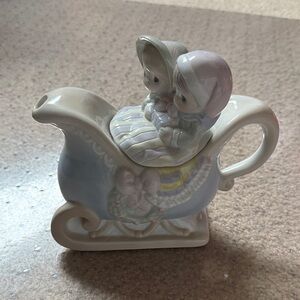 1994 Precious Moments Charming Ceramic Figurine with Pastel Accents Teapot